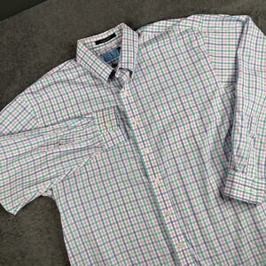 Oak Hall 1859 Pink Gingham Check Long Sleeve Wrinkle Free Button Down Shirt XL